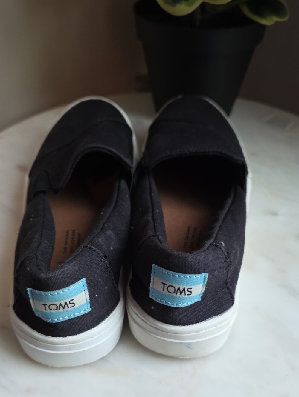 Toms Black Canvas Slip-On Mocs with White Outsole - Picture 3 of 5